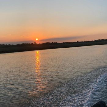 Sunset on the south east coast from aboard River Runner
